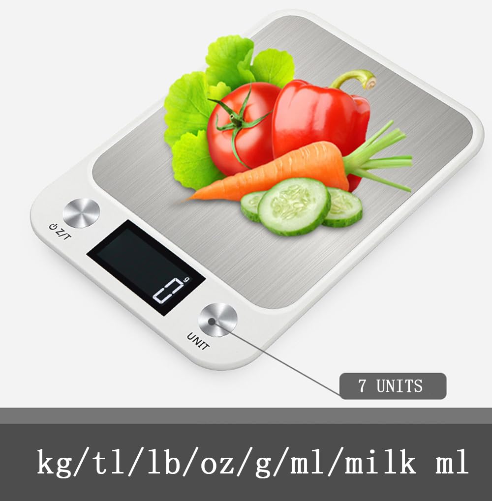 Lebensmittelwaage mit LED-Anzeige 7 Wiegeeinheiten 22lb Gewicht Kapazität Edelstahl Top für Meal Pre
