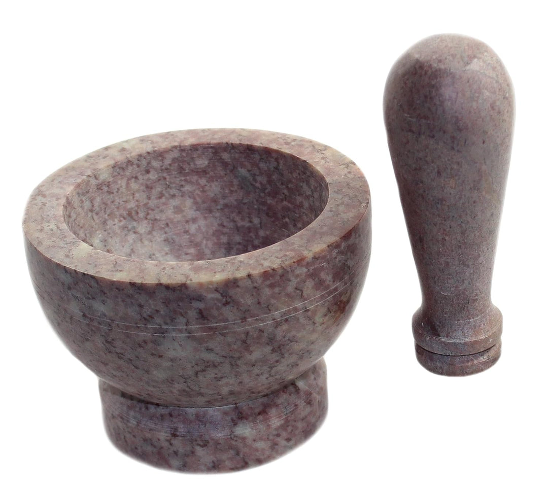 Budawi® Küchen Mörser aus Speckstein | Ø ca. 10 cm Höhe ca. 7 cm | mit Stössel | auch als Räuchergef