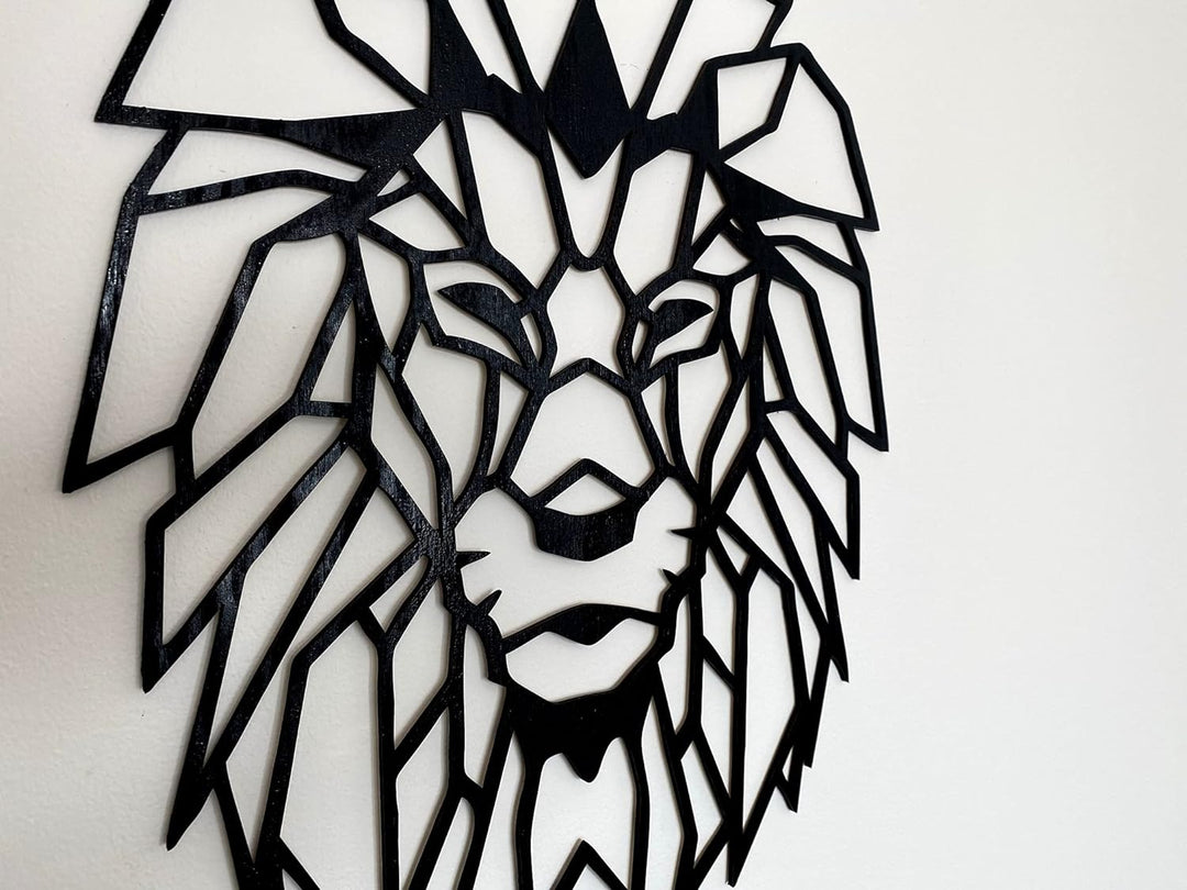 Pet-Jos Löwe Wanddekoration Holz Löwe Wanddeko Geometrische Ornamente Minimalistische Wandkunst Häng