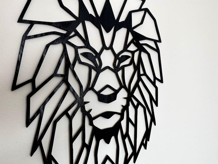 Pet-Jos Löwe Wanddekoration Holz Löwe Wanddeko Geometrische Ornamente Minimalistische Wandkunst Häng