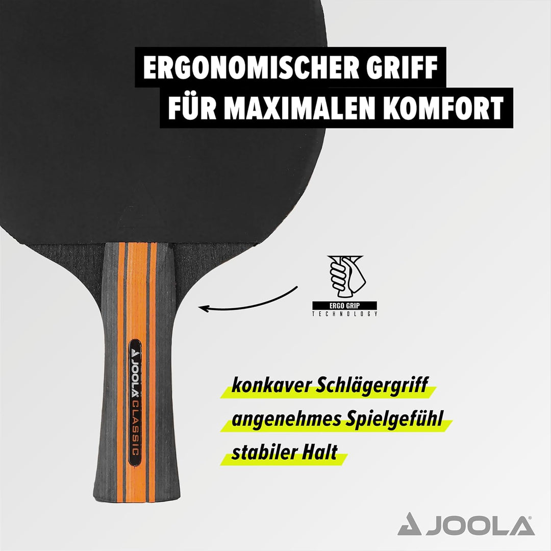 JOOLA Tischtennis Set Classic 2 Tischtennisschläger + 3 Tischtennisbälle + Tischtennishülle, schwarz