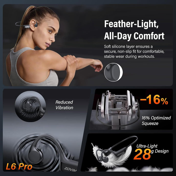 Knochenschall Kopfhörer, Bluetooth 6.0 Open Ear Kopfhörer | 12 Std, LED-Anzeige, Duale Verbindung, I