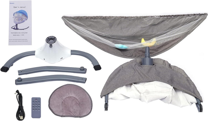Elektrische Babywiege, Elektrische Babyschaukel mit Musik und Sitz, Removable Crib Netting mit 4 Swi
