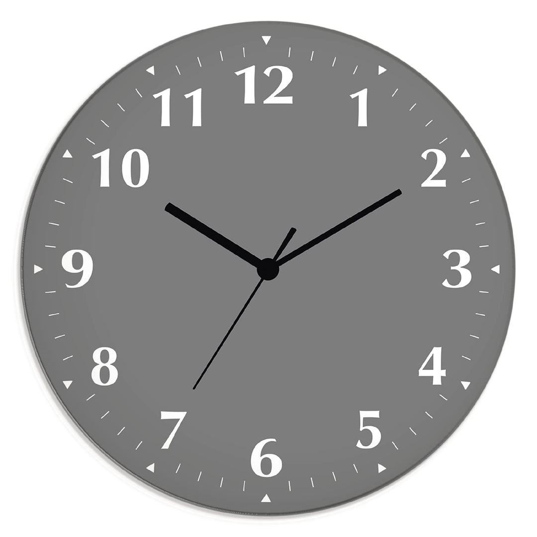 ARTLAND Wanddeko Wanduhr ohne Tickgeräusche aus Glas Quarzuhr Ø 30 cm Rund Lautlos Trendfarbe Grau S
