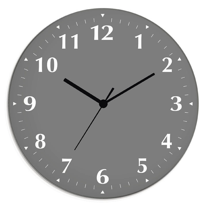 ARTLAND Wanddeko Wanduhr ohne Tickgeräusche aus Glas Quarzuhr Ø 30 cm Rund Lautlos Trendfarbe Grau S