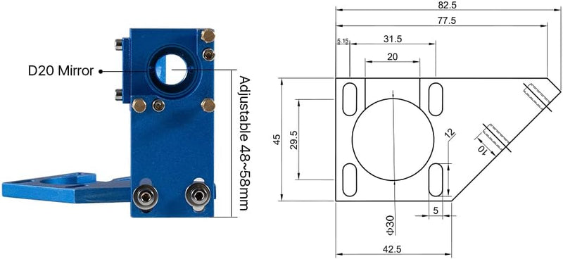 Cloudray CO2 Laser Head Set CO2 Laserkopf Set D12 mm FL 50,8 mm Für CO2 Laser Cutter DIY Whole Set(D