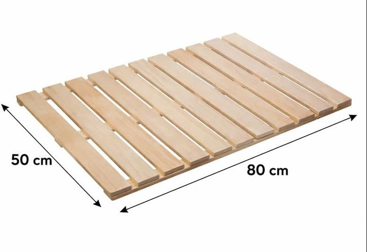 Sauna Holzrost aus Esche 50x80 cm – Heller Saunasteg/Badvorleger, rutscharm & robust, Duschrost Holz
