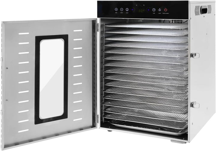 Dörrautomat 16 Platten 1350 Watt Edelstahl 304 30-90°C | 16 Tabletts | 1350 Watt | 30-90°C | 0,5-24h