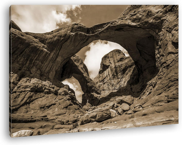 deyoli atemberaubende Gesteinsformationen Format: 80x60 Effekt: Sepia als Leinwand, Motiv fertig ger