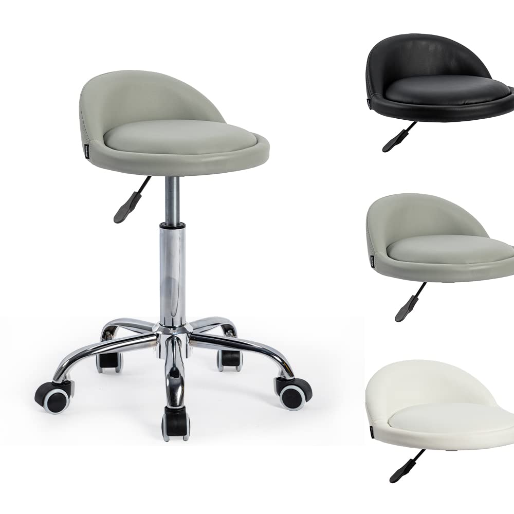 Mingone Bürohocker Höhenverstellbar Rollhocker mit Lehne Drehhocker mit Rollen Arbeitshocker 360 °Dr