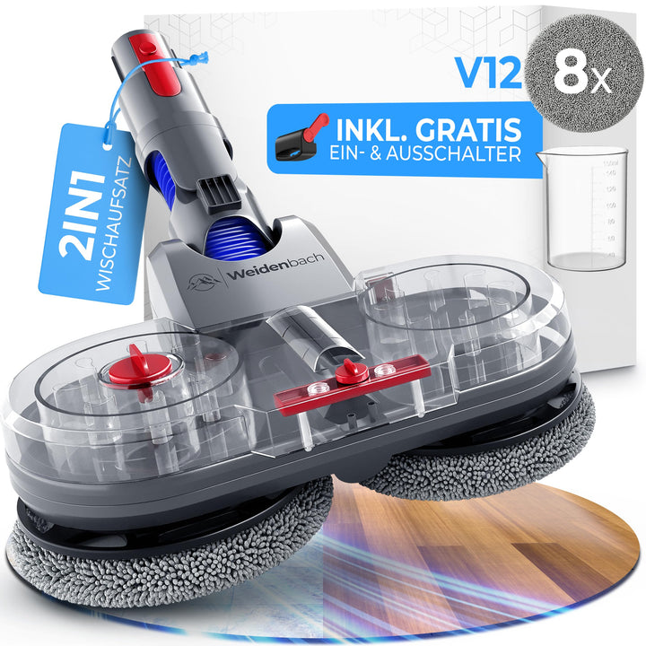 Testsieger - Wischaufsatz für Dyson V12 - elektrischer Staubsauger - Wischmop Aufsatz - Nass und Tro