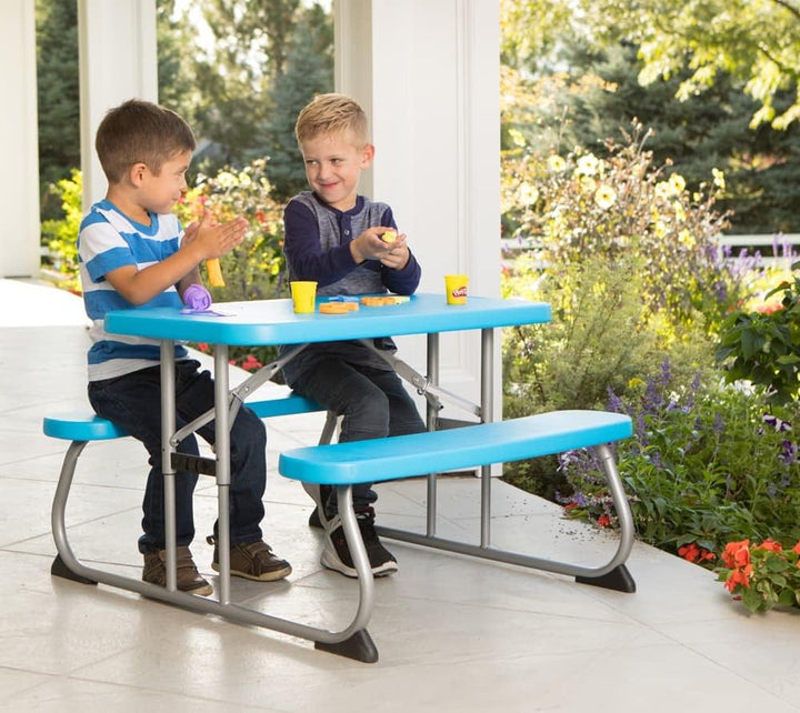 LIFETIME Campingtisch & Picknicktisch für Kinder | 83x90x53 cm Blau | Kunststoff Tisch inklusive Ban