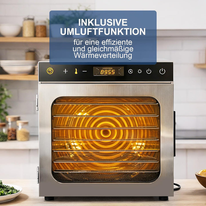 Trintion Edelstahl Dörrautomat 700W – Dörrgerät mit Edelstahlgitter, 30°-85°C, 6700 cm² Dörrfläche –