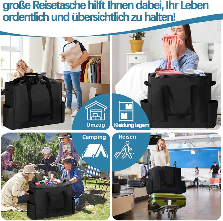 Extra Grosse Reisetasche, Erweiterbare Wasserdicht Reisetasche, Heavy Duty Tragetasche mit verstärkt