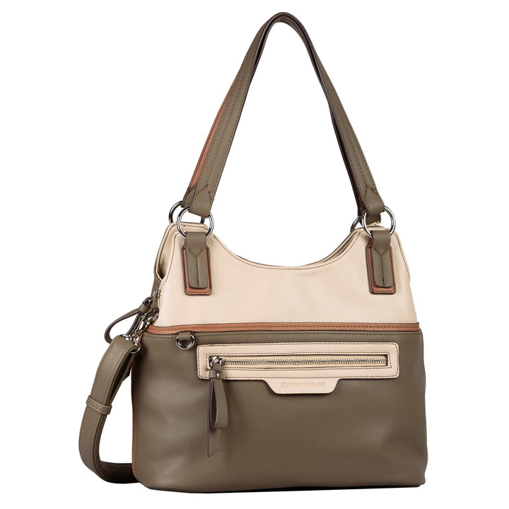 TOM TAILOR bags Jule Damen Shopper Umhängetasche ReissverschlussBraun 33 x 15 x 29,5 Mixed Taupe, 33