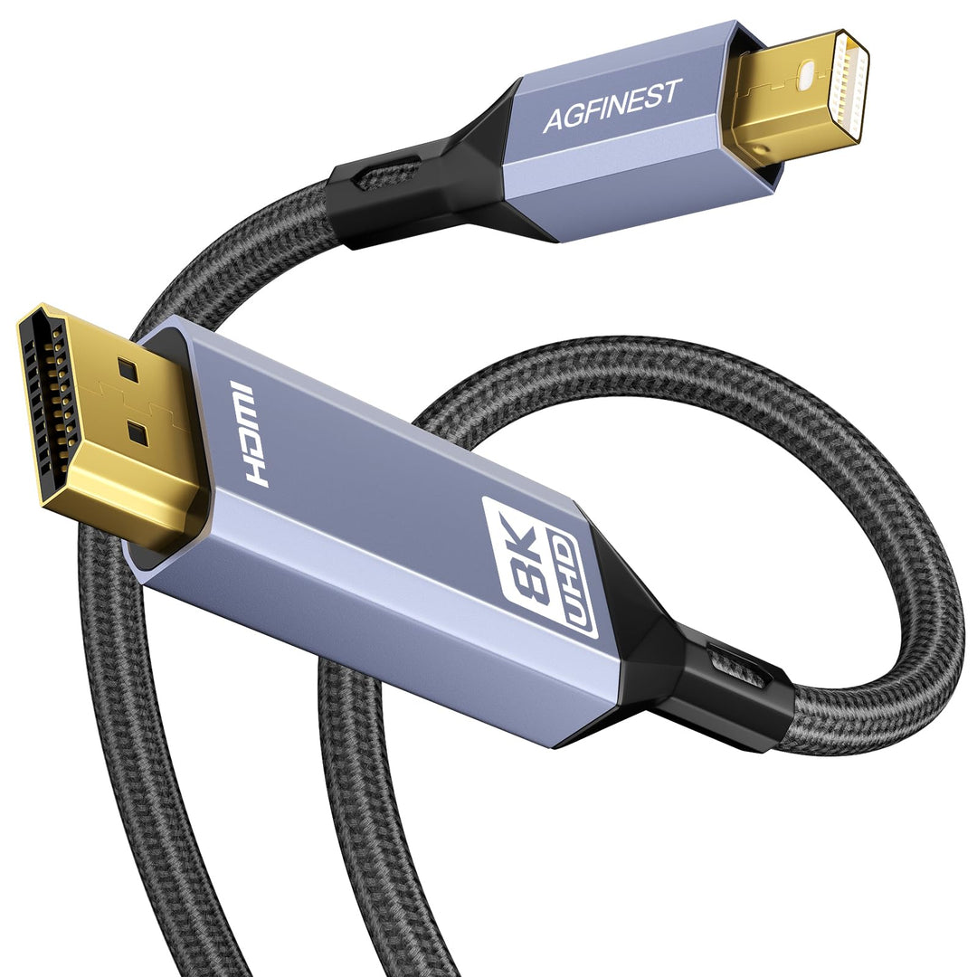 AGFINEST 8K Mini DisplayPort auf HDMI Kabel, Mini DP auf HDMI 2.1 Kabel, unterstützt 8K @ 60Hz, 4K @