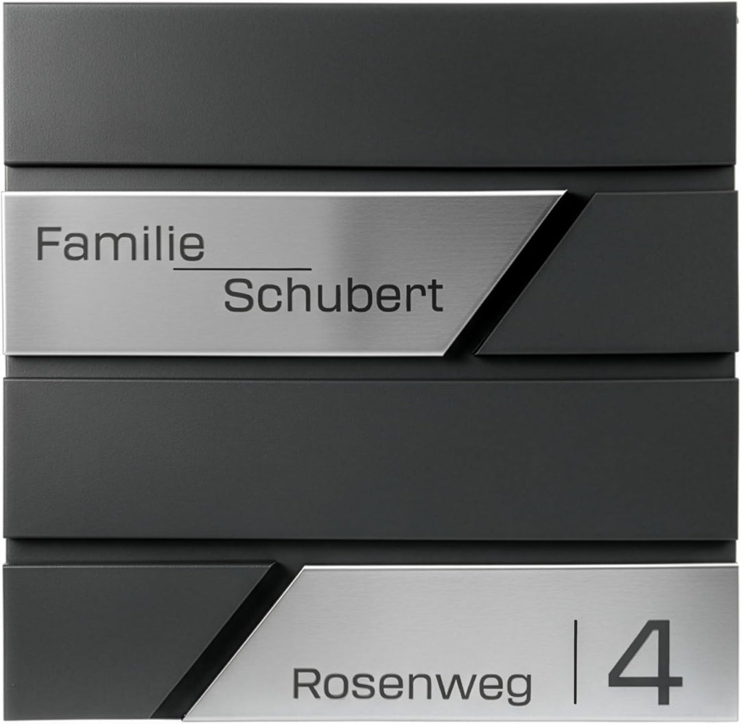 Grafner Premium Briefkasten personalisiert, RAL7016 mit Zeitungsfach und 2 Schlüssel, moderner Postk