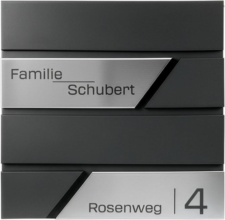 Grafner Premium Briefkasten personalisiert, RAL7016 mit Zeitungsfach und 2 Schlüssel, moderner Postk