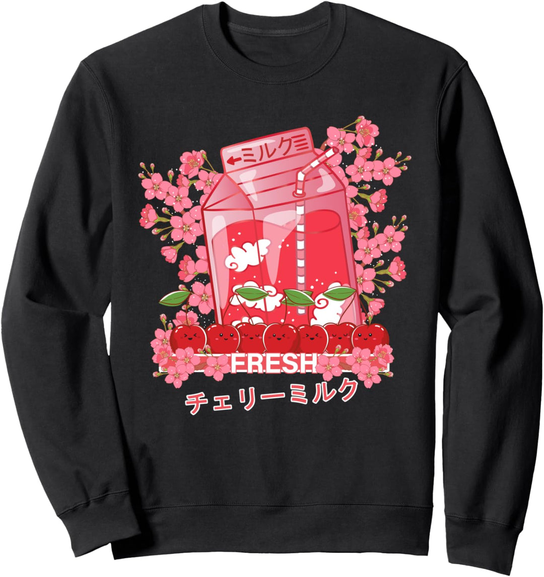 Japanische Kawaii Kirschmilch Manga Anime Kawaii Kirschen Sweatshirt