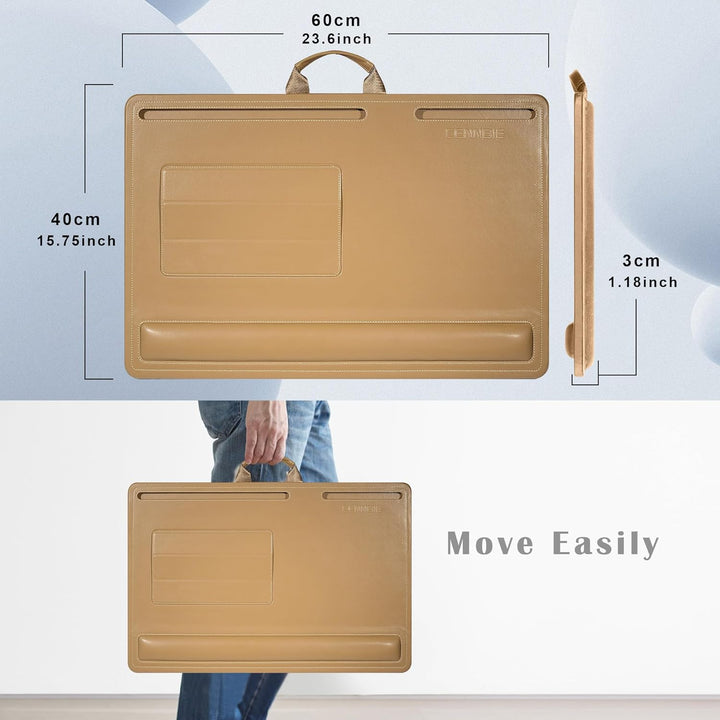CENNBIE Extragrosser Laptoptisch aus Leder mit Memory-Schaum-Kissen, 60x40 cm, verstellbar für Lapto