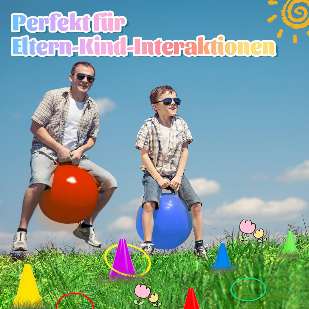 JOY SPOT! Outdoor Spiele für Kinder, Hüpfball Spiele mit Pumpe, Pogo Stick aus Schaumstoff mit weich