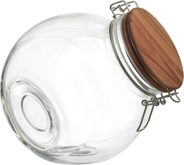 COOK CONCEPT, KA0367, Transparent Glass Storage jar with Acacia Cap, modern and elegant Design, airt