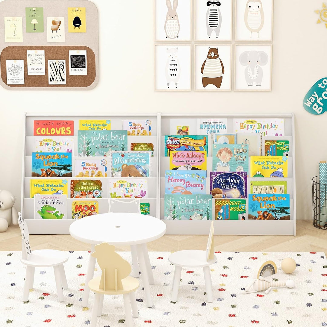 COSTWAY Kinderregal mit 5 Fächern, Bücherregal Kinder, Zeitungsständer aus Holz, Aufbewahrungsregal