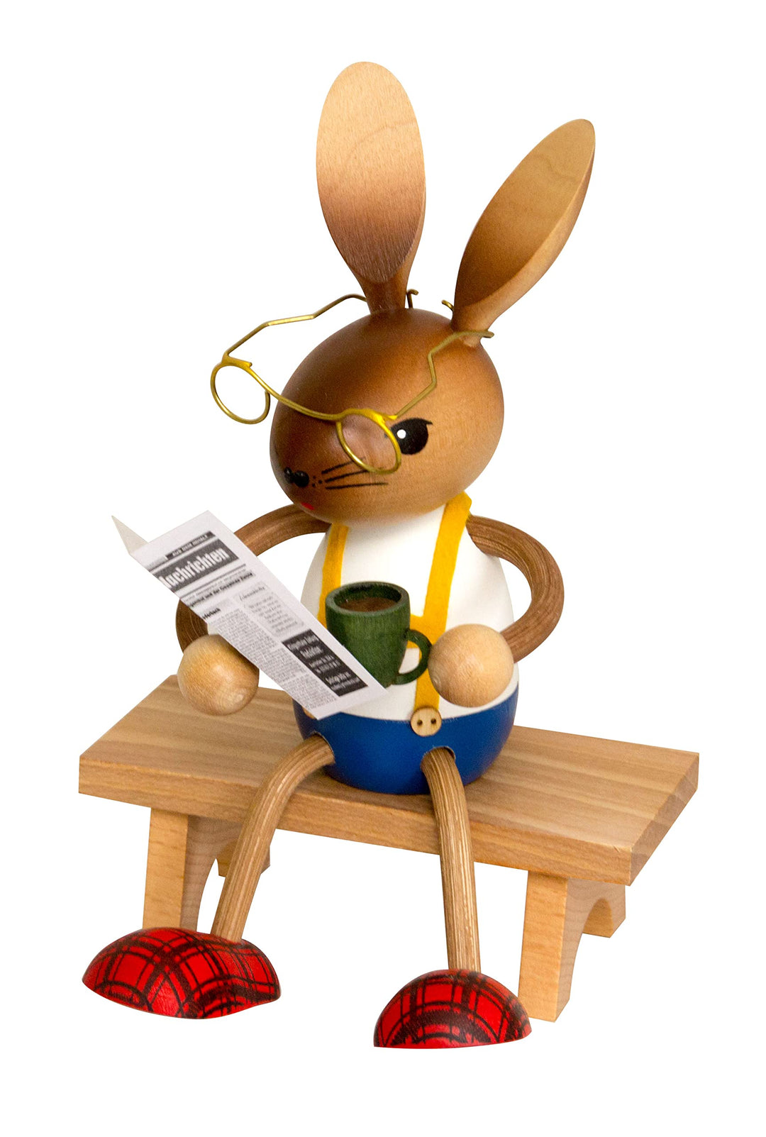 Drechslerei Kuhnert - Osterdekoration/Osterhase - Kuhnerthase mit Zeitung und Kaffee - aus Holz - Gr