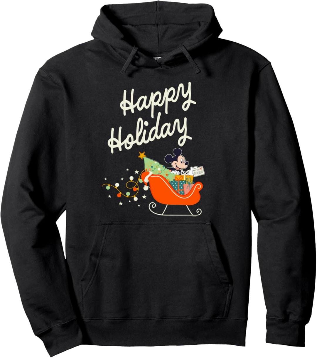 Disney Mickey Mouse Happy Holiday Christmas Sleigh Delivery Pullover Hoodie