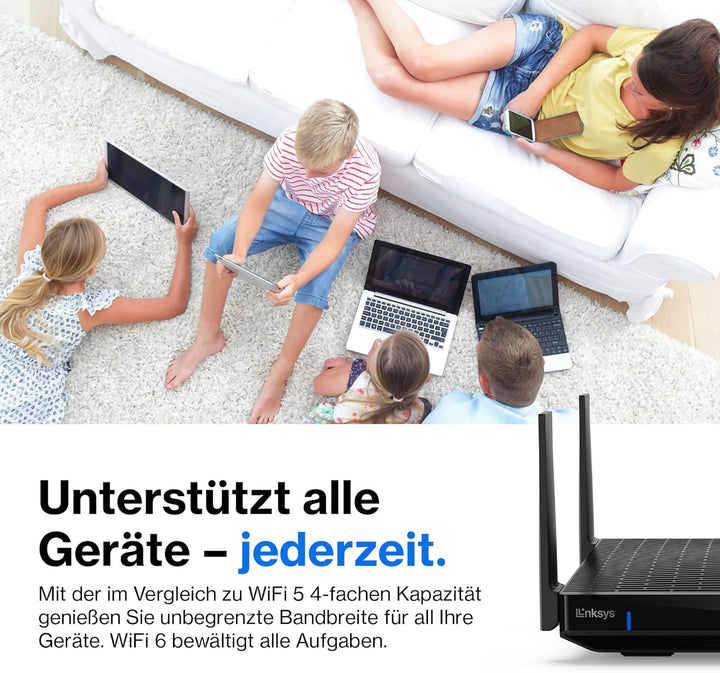 Linksys Hydra Pro 6E Tri‑Band WiFi-6E-Mesh-Router – 8-Stream-Router zum Gamen,Zugriff auf das 6-GHz-