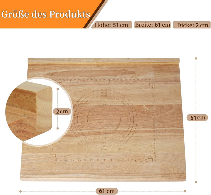 Schneidebrett Holz schneidebretter 51 * 61 * 2cm Rutschfestes Schneidebrett mit Massband Verwendung