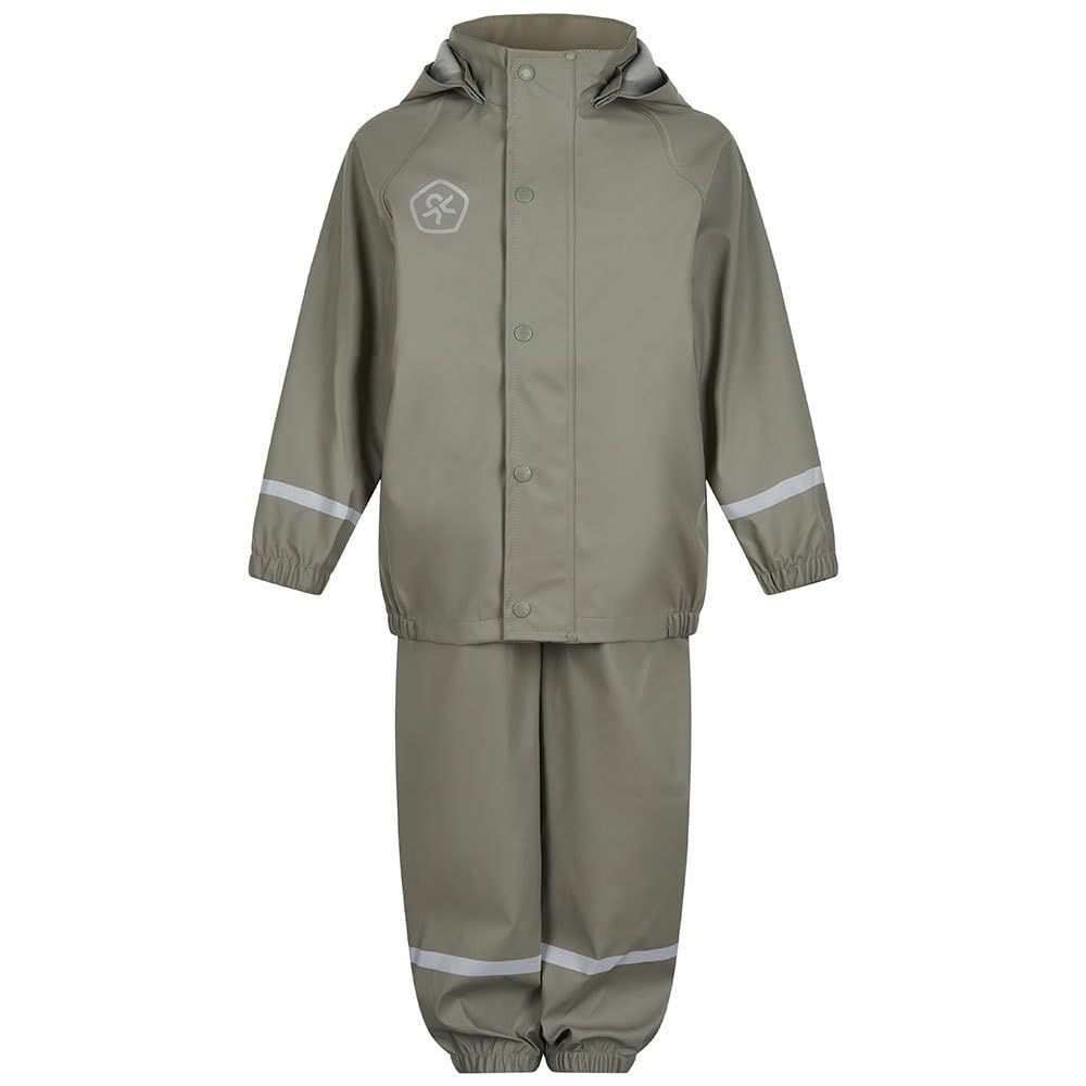 Color Kids Unisex Kinder Rain Set Solid Pu Regenjacke 122 Vetiver, 122 Vetiver