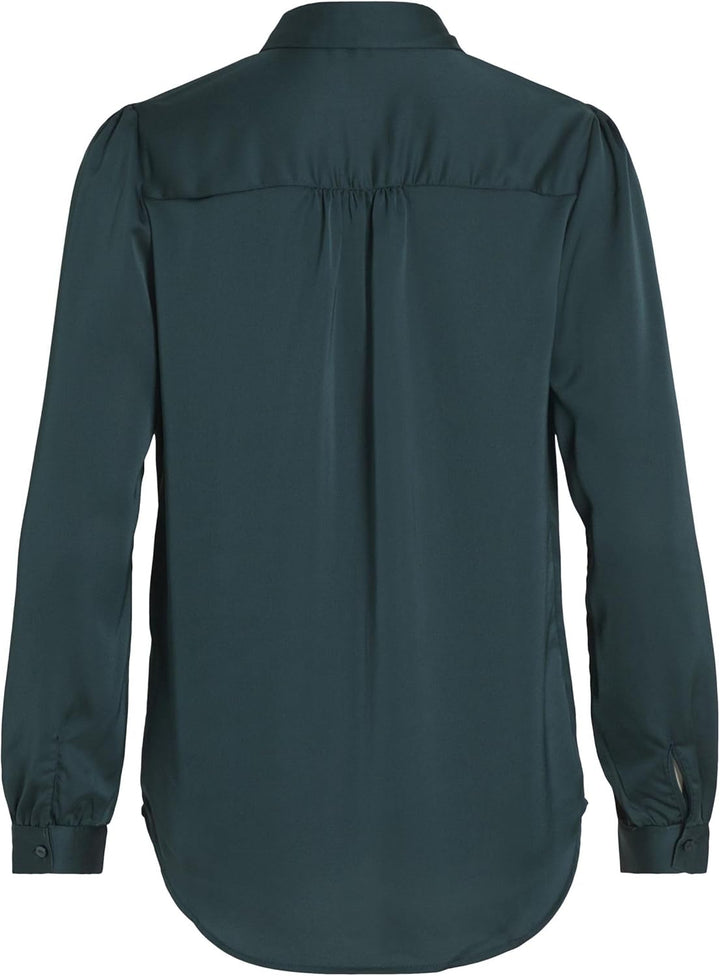 Vila Damen Viellette Satin L/S Shirt-Noos Langarmbluse 34 Ponderosa Pine, 34 Ponderosa Pine