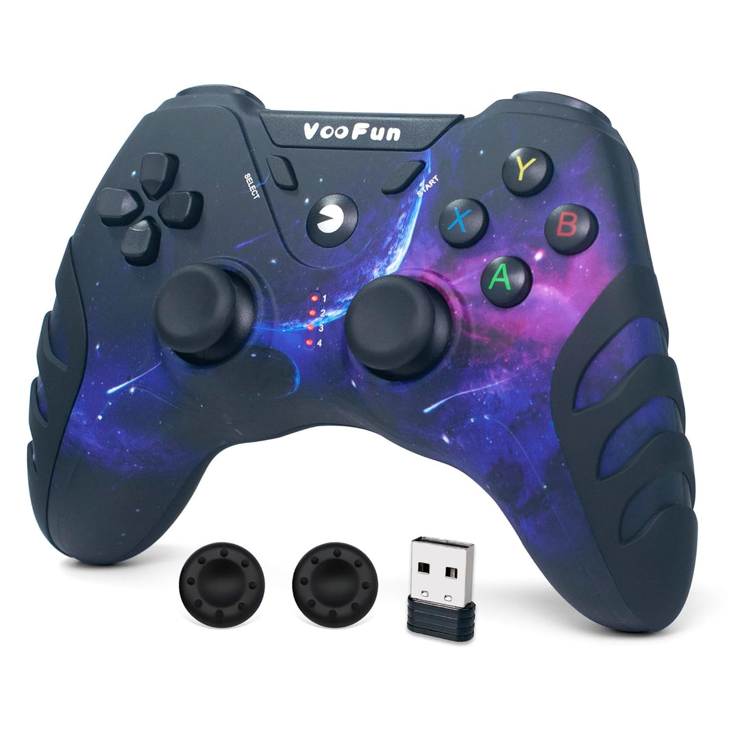 VooFun PC Controller Wireless, Gamepad für PC PS3 Controller mit Dual-Vibration, 2.4g Wireless Gamin