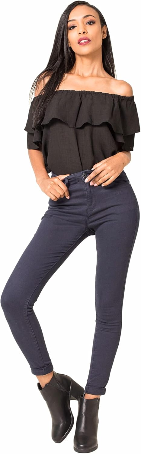 Nina Carter P109 Damen Skinny Fit Jeans High Waist Slim Hose Figurbetonte Stretch Jeanshose S Slim N
