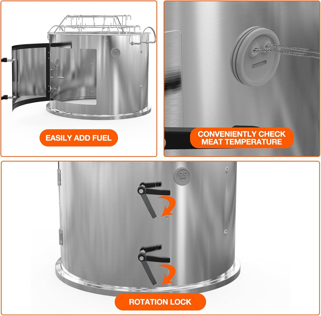 Onlyfire BRK-6115 Edelstahl Räucherkammer Mittelkochsystem für Weber 47 cm Kugel-Holzkohlegrill (Rin