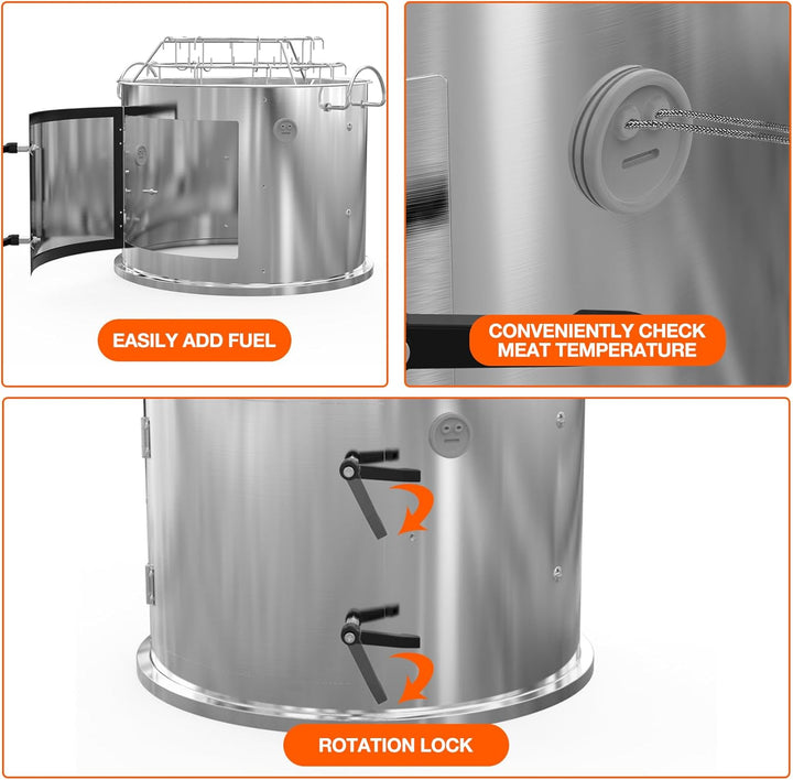 Onlyfire BRK-6115 Edelstahl Räucherkammer Mittelkochsystem für Weber 47 cm Kugel-Holzkohlegrill (Rin