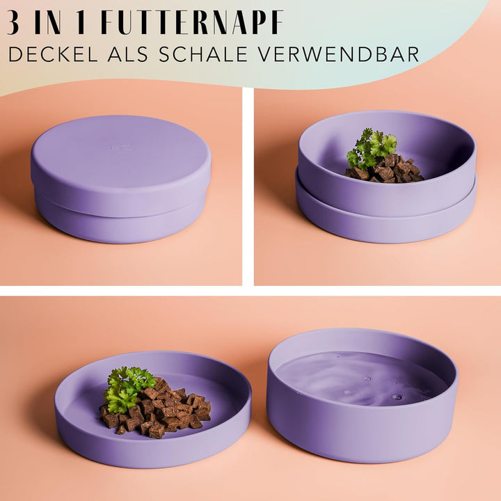 ne&amp;no® Silikon Hundenapf 1200 ml mit Deckel für kleine und mittelgrosse Hunde | im Kühlschrank luftd