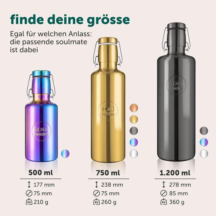 Soulbottles Unisex – Erwachsene Utopia Edelstahlflasche, Lila, 0,5L 500 ml Violett, 500 ml Violett