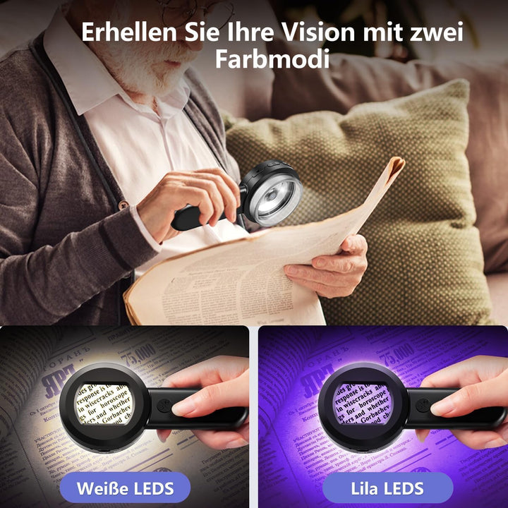 Digitales Lupe mit LED-Licht, Digitale Handlupe mit 1.7" IPS-Bildschirm, Handmikroskop mit Licht, Le