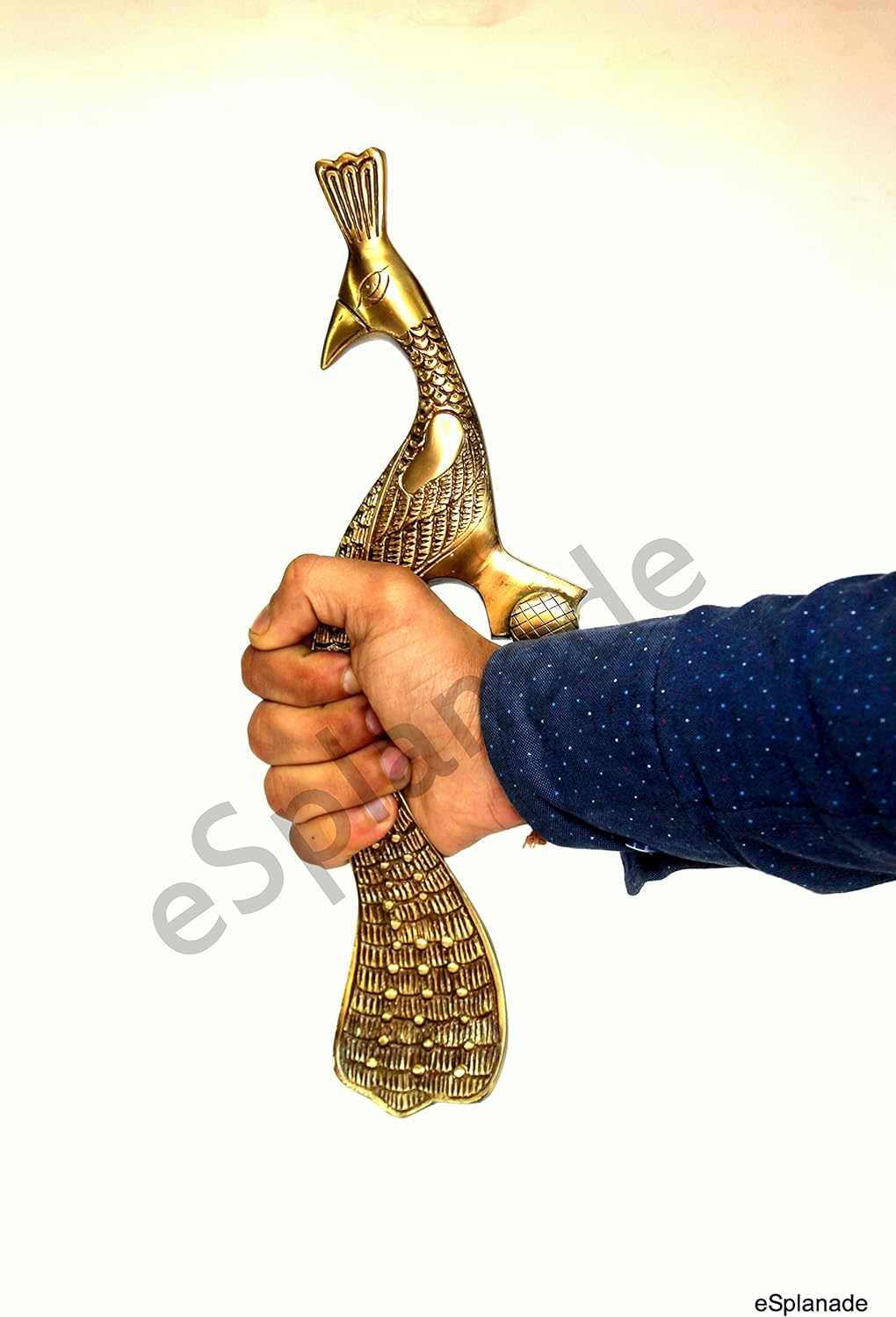 eSplanade - 33 cm Messing Designer Pfau Türgriff - 2er Set | Wohnkultur | Tür Dekor | Paar Türgriffe