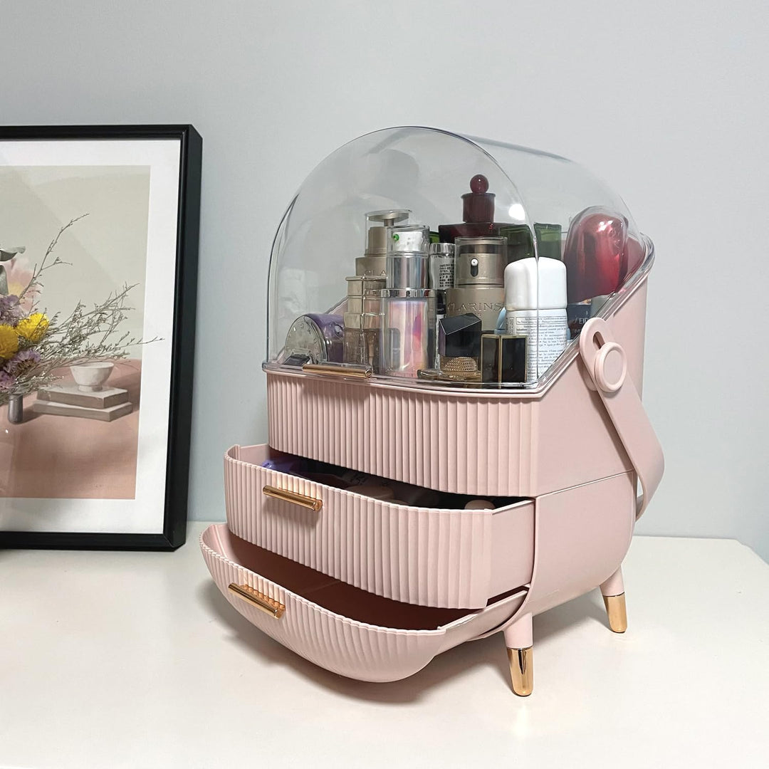 Make-up-Aufbewahrungs-Organizer, Hautpflege-Organizer, Kosmetik-Vitrine mit staubfreier Abdeckung, t