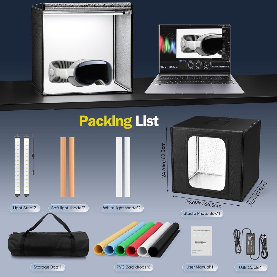 Fotobox, 60CM 5600K Ständer Fotografie Lichtbox, 0-100% Einstellbare Helligkeit Lichtbox Ausgestatte