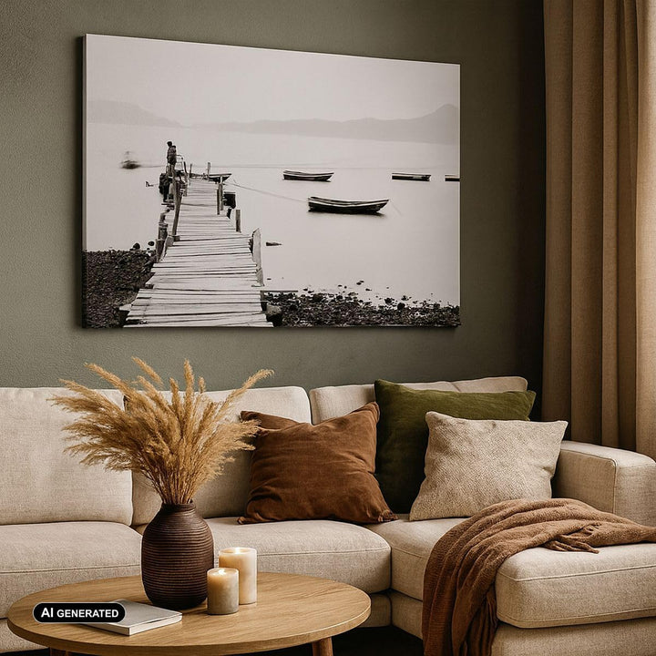 Bilder auf Leinwand Fussgängerbrücke See hongkong Leinwandbild 70x50cm Wandbilder Dekoration Wohnzim