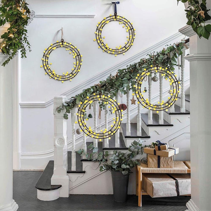 Lichterkranz Fenster mit 80 LED, 30cm Fensterdeko Hängend, Warmweiss Türkranz Ganzjährig, Home Decor