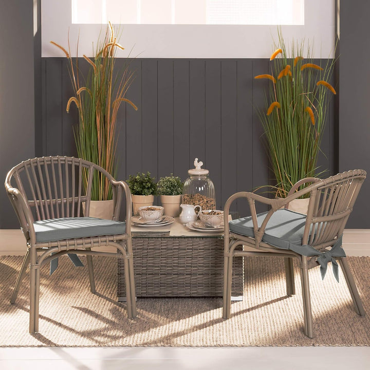 Beautissu Loft SK Stuhlkissen 45x40 cm Hellgrau - 6er Set Stuhlpolster mit Bändern Sitzkissen für St