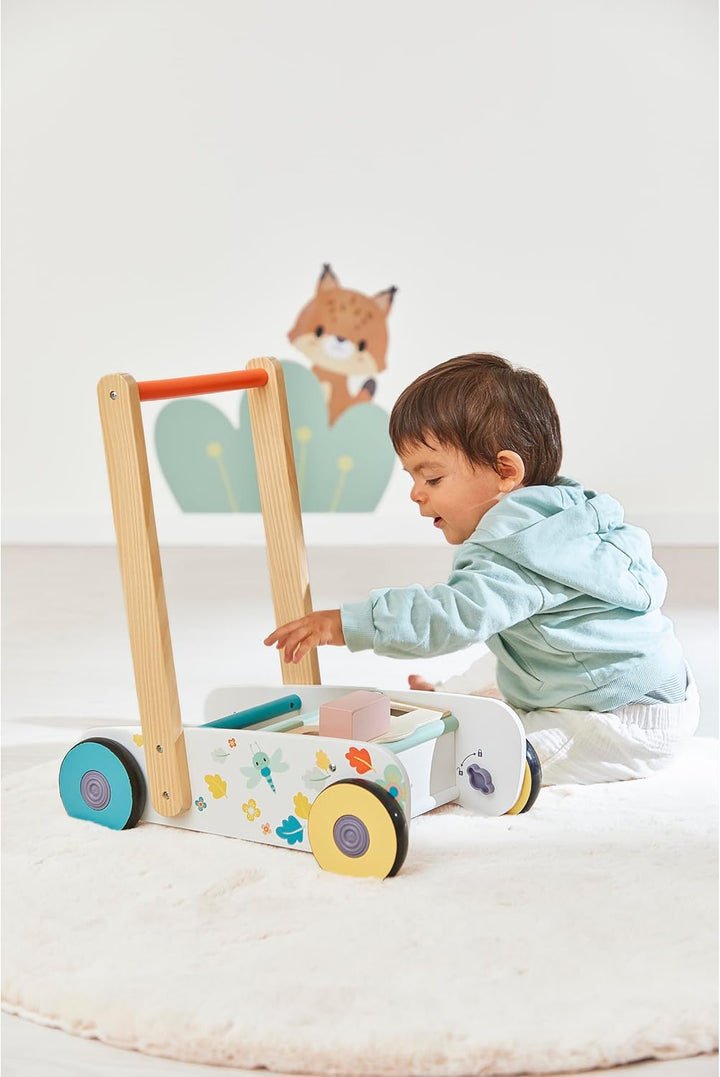 Janod – Lauflernwagen aus Holz für Babys und Kinder Ab 12 Monaten – 18 Holzteile inklusive + Formkas