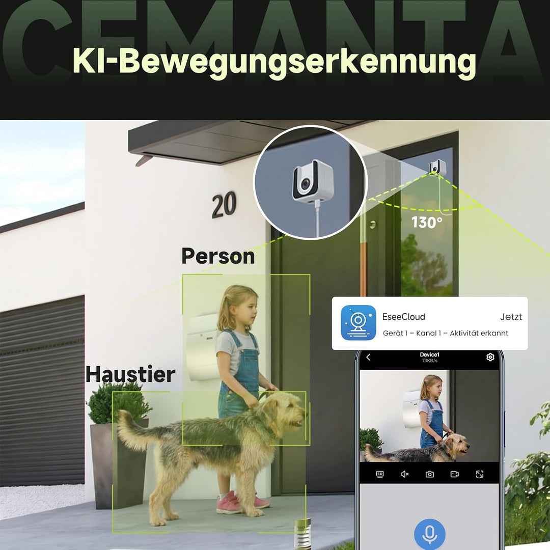 3MP Fensterkamera Überwachungskamera Innen 5G/2,4GHz WLAN | Kostenlosem Cloud-Speicherr &amp; 24/7 Aufna