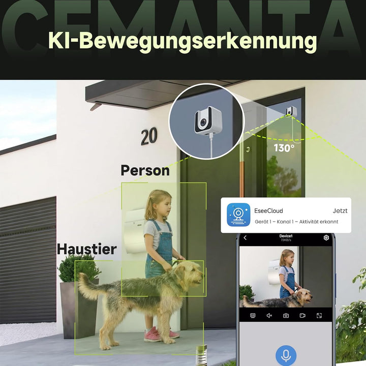 3MP Fensterkamera Überwachungskamera Innen 5G/2,4GHz WLAN | Kostenlosem Cloud-Speicherr &amp; 24/7 Aufna