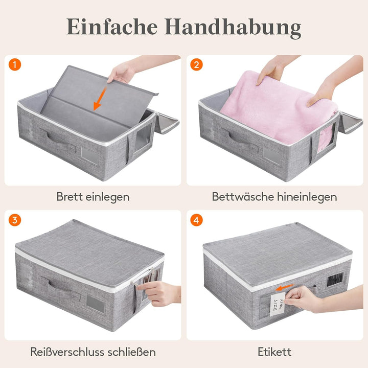 Lifewit 6 Stück Faltbare Aufbewahrungstasche für Bettwäsche, Aufbewahrungsbox mit 2 Sichtfenstern un